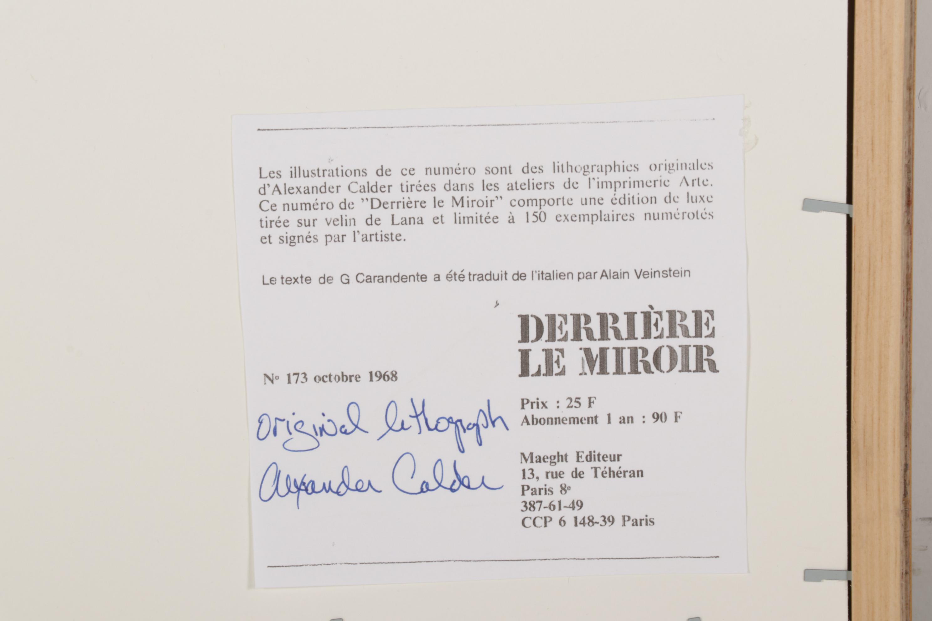 Alexander Calder Color Lithograph for "Derrière le Miroir," 1968