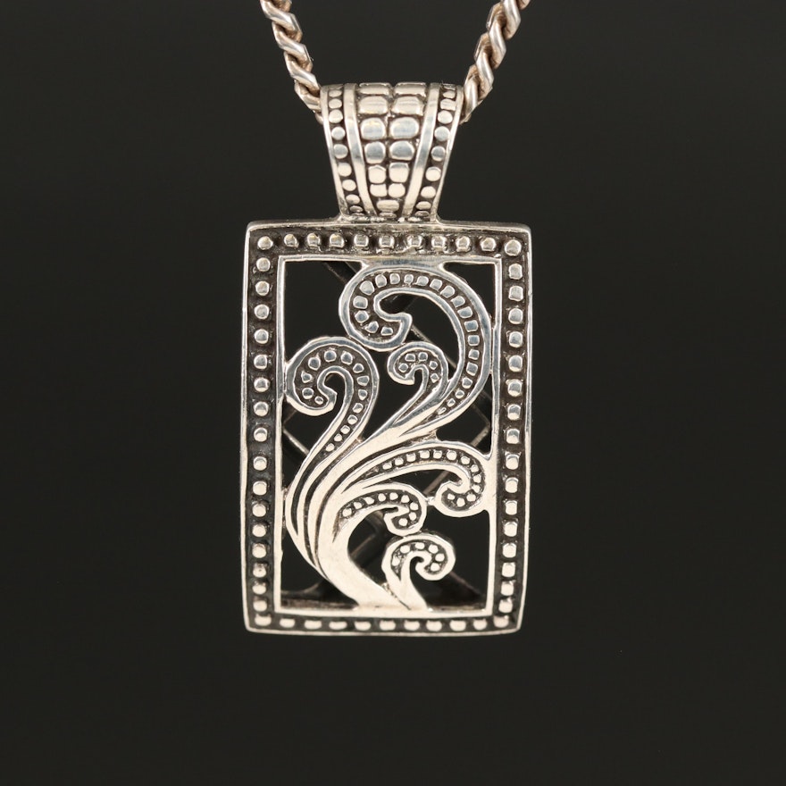 Sterling Silpada Pendant on Italian Curb Chain Necklace