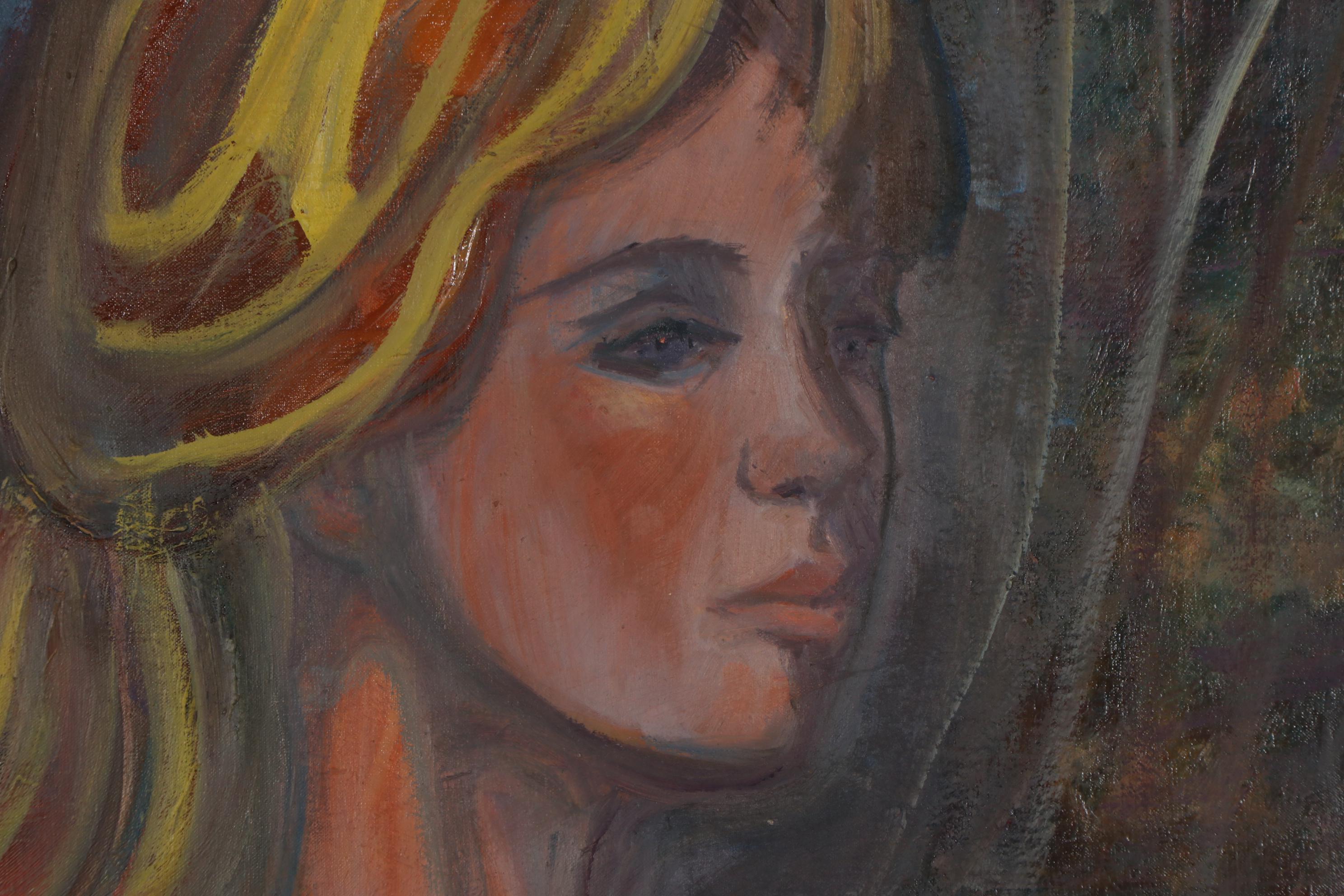 Reta Soloway Figural Oil Painting "Blond Young Woman," Late 20th Century