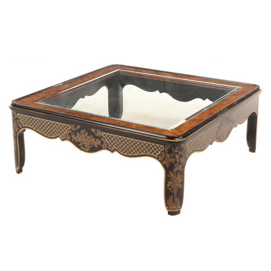 Drexel-Heritage ET Cetera Collection Ebonized and Parcel-Gilt  Coffee Table