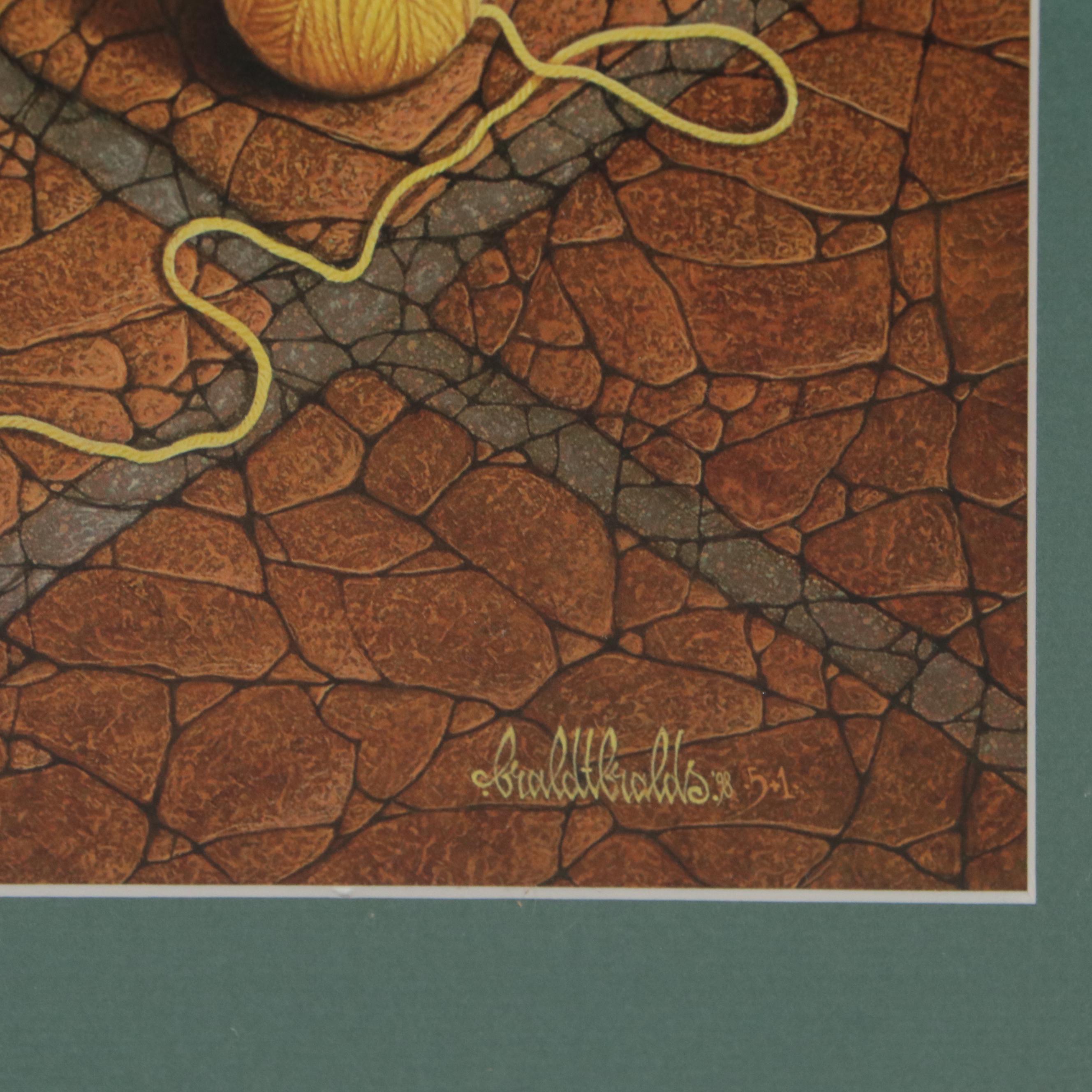 Braldt Bralds Offset Lithograph of Cats Playing With Yarn, Circa 2000