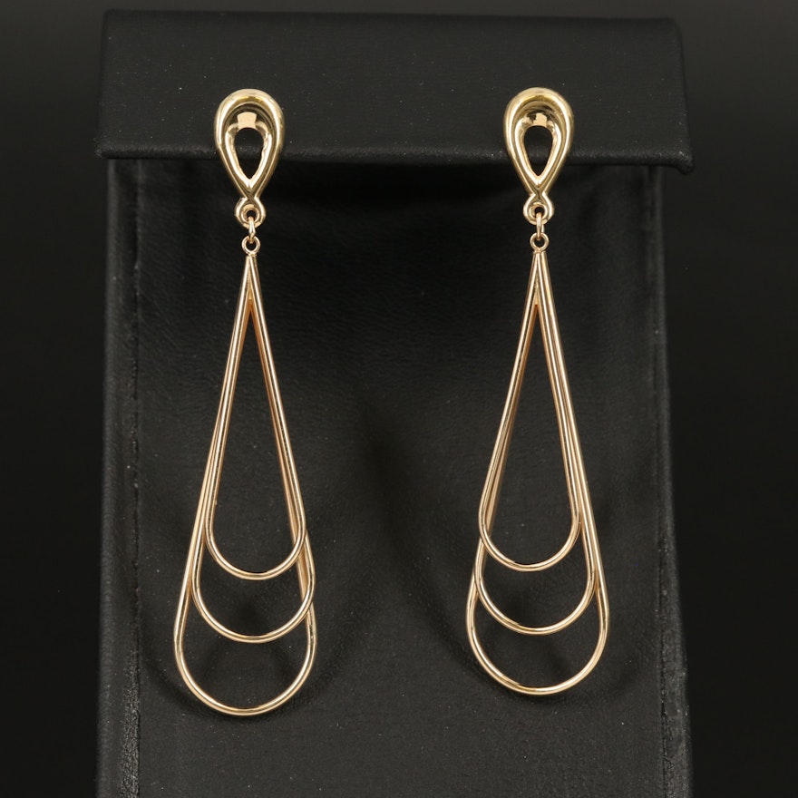 14K Teardrop Hoop Earrings