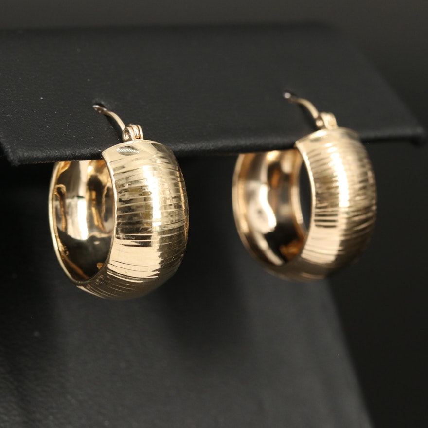 14K Textured Hoop Earrings