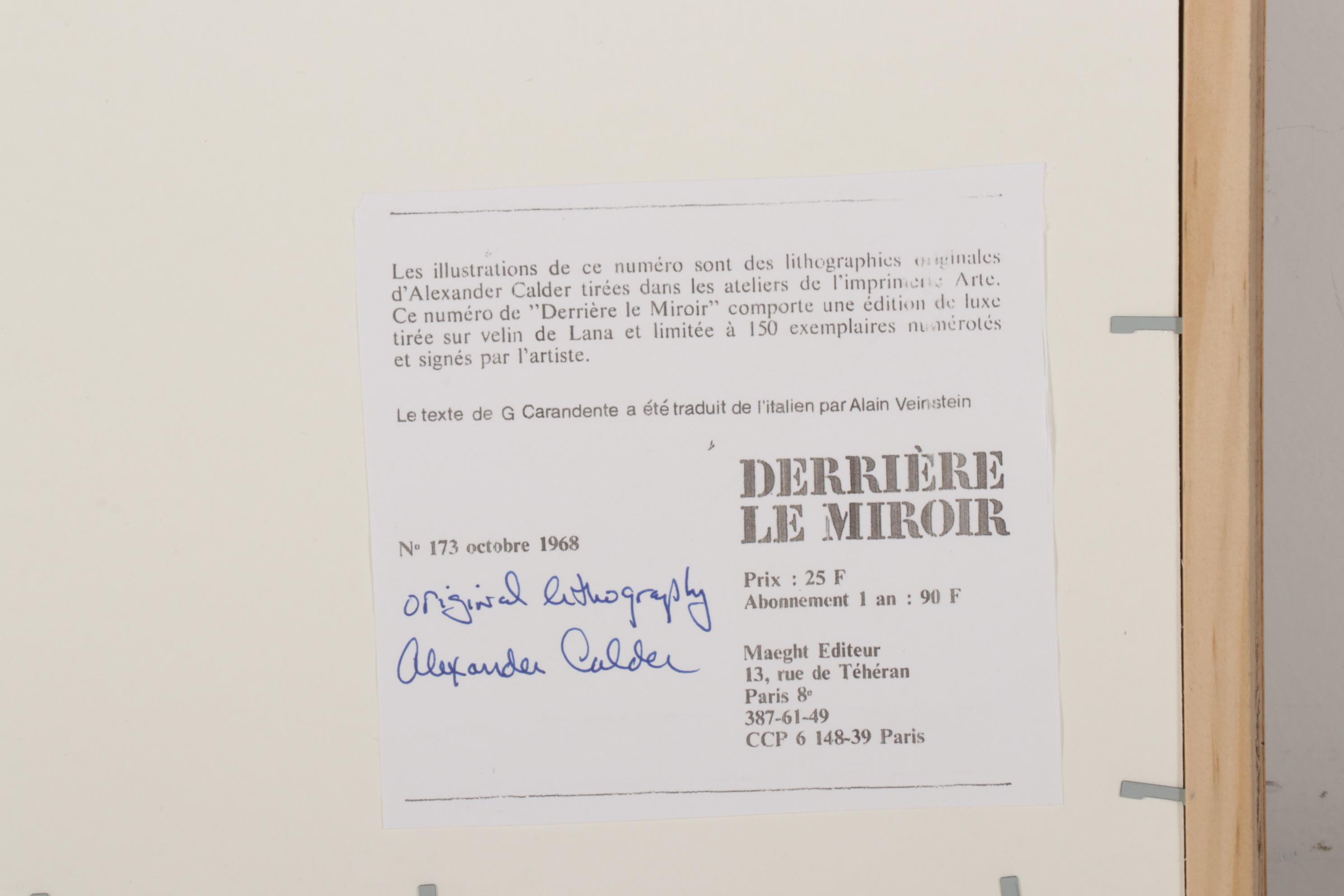 Alexander Calder Color Lithograph Cover for "Derrière le Miroir," 1968