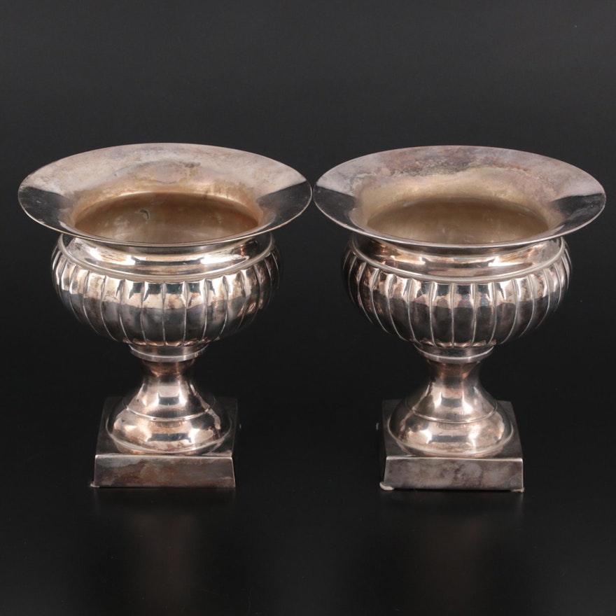 Art Decor Silver Plate Urns