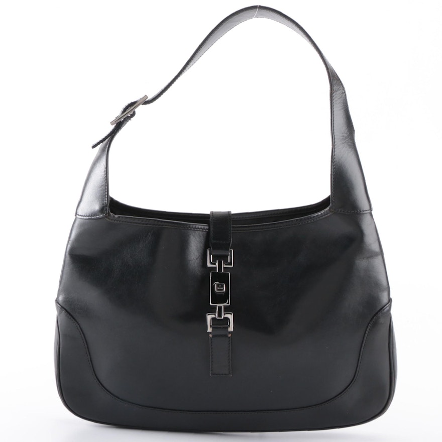 Gucci Jackie Shoulder Bag in Black Smooth Calfskin Leather