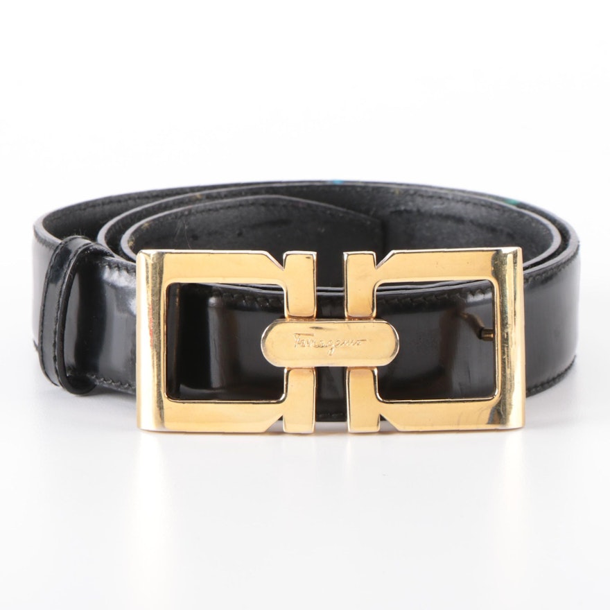 Men's Salvatore Ferragamo Belt In Black Leather