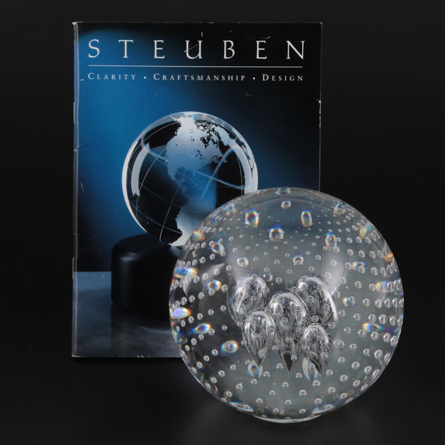Steuben Crystal Paperweight with Steuben Catalog