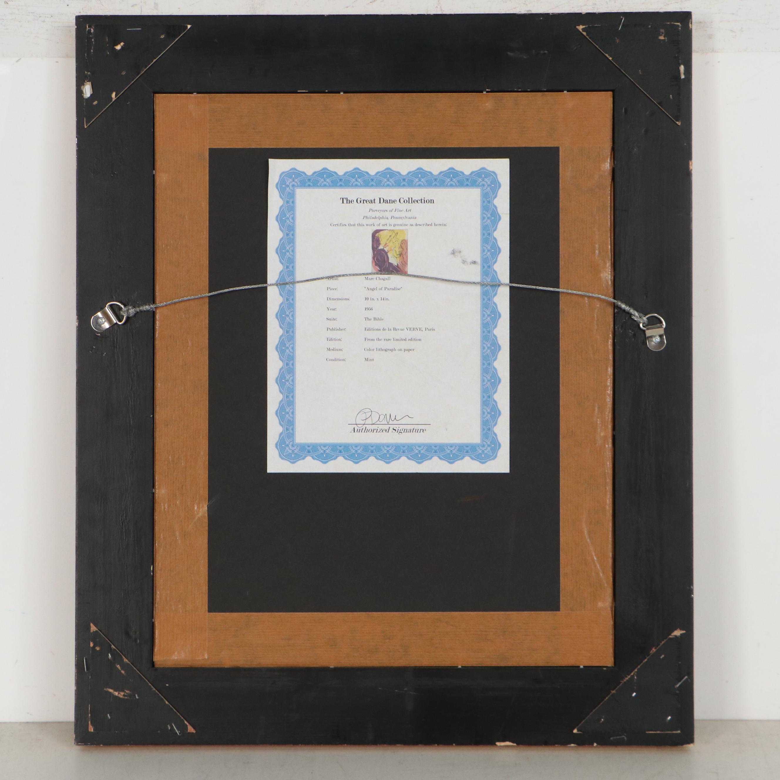 Marc Chagall Color Lithograph "Angel of Paradise"