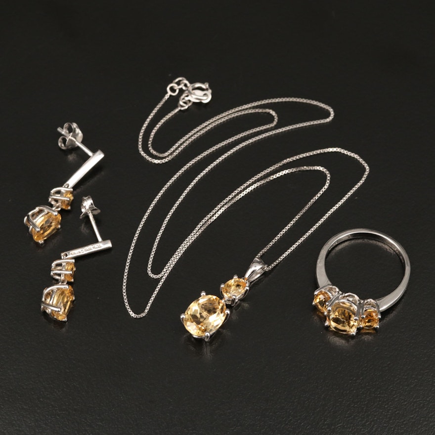 Sterling Citrine Jewelry Set