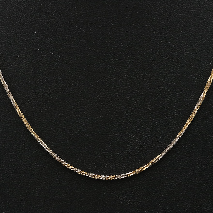 18K Two-Tone Sparkle Chain Necklace