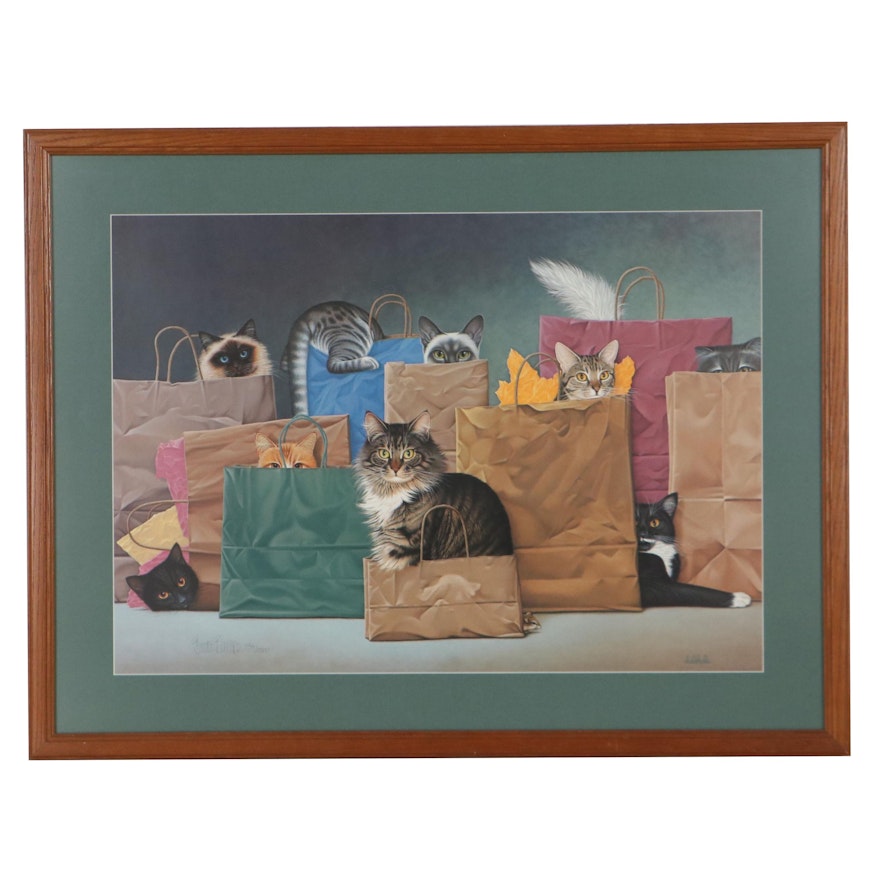 Braldt Bralds Offset Lithograph of Paper Bag Cats, Circa 2000