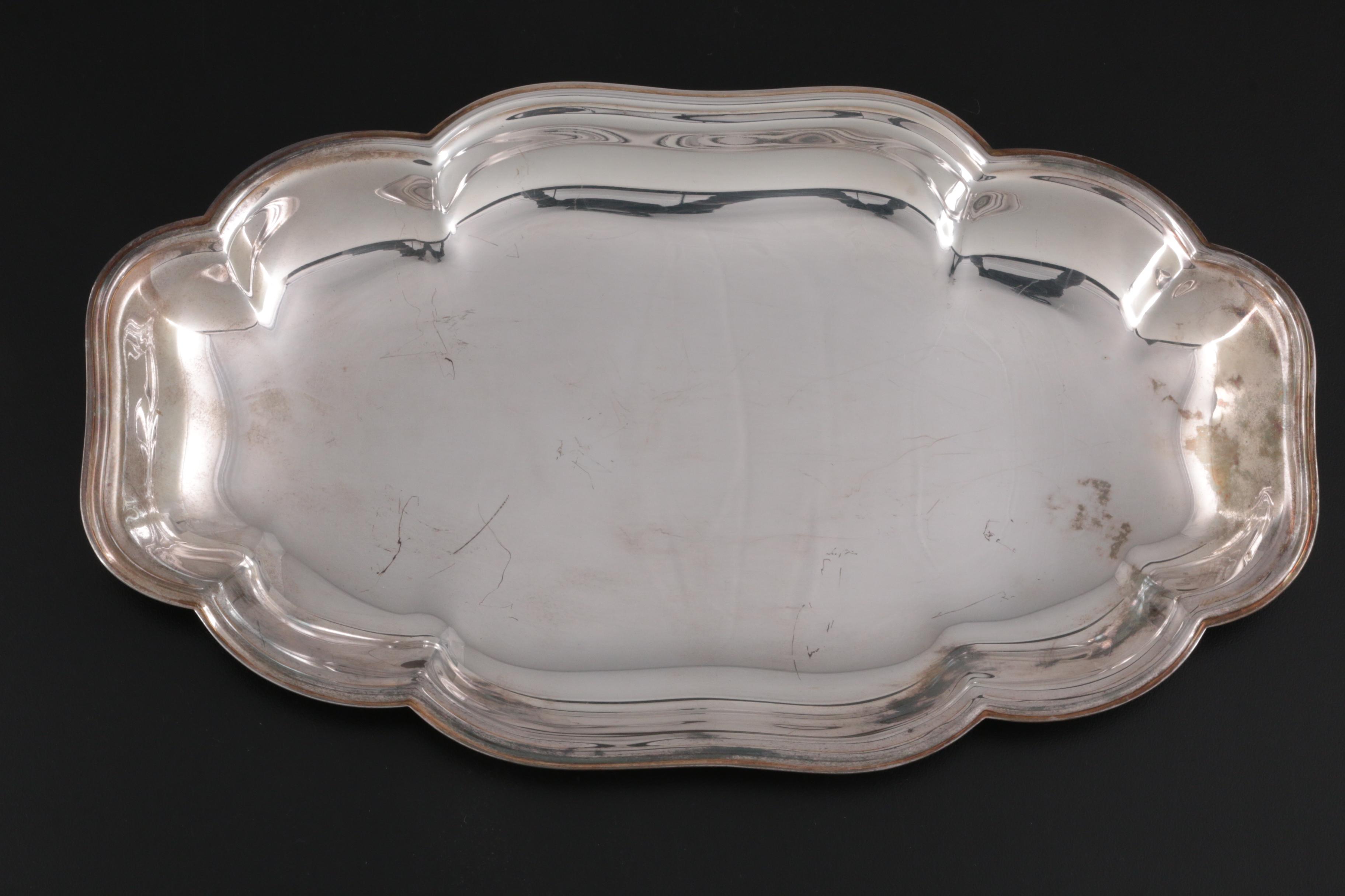 Gorham Heritage "Fluted" Silver Plate Square Serving Tray and Bread Tray