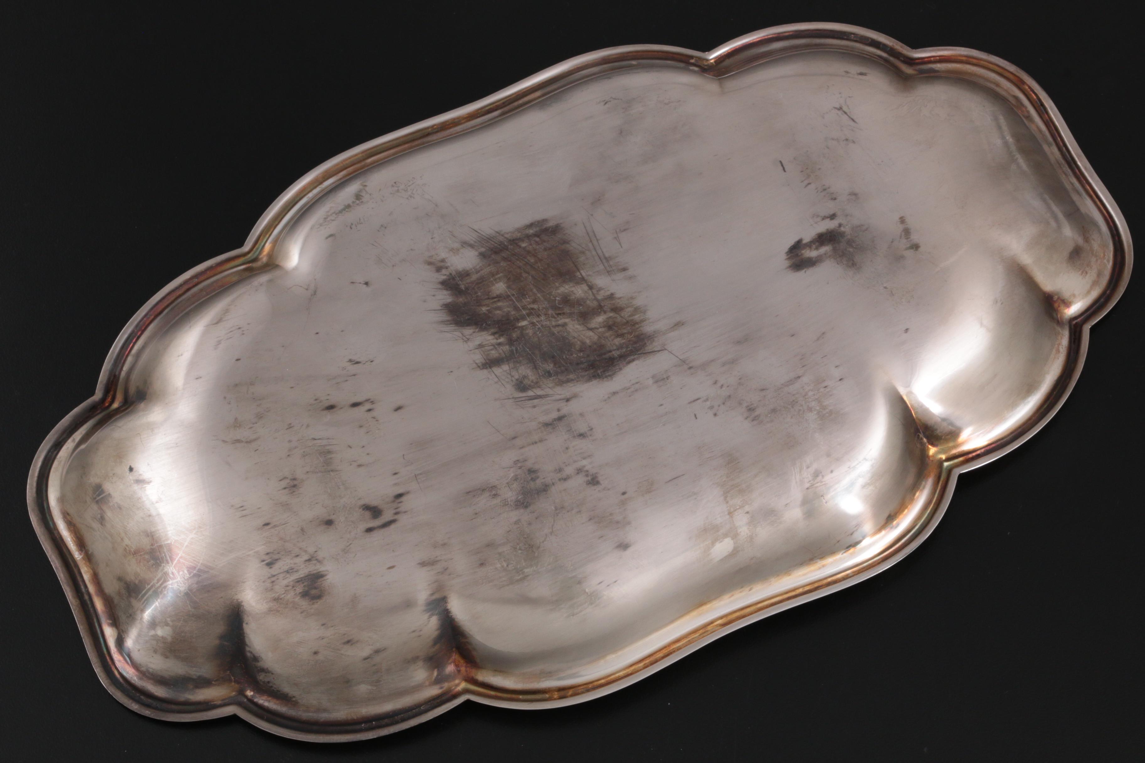 Gorham Heritage "Fluted" Silver Plate Square Serving Tray and Bread Tray