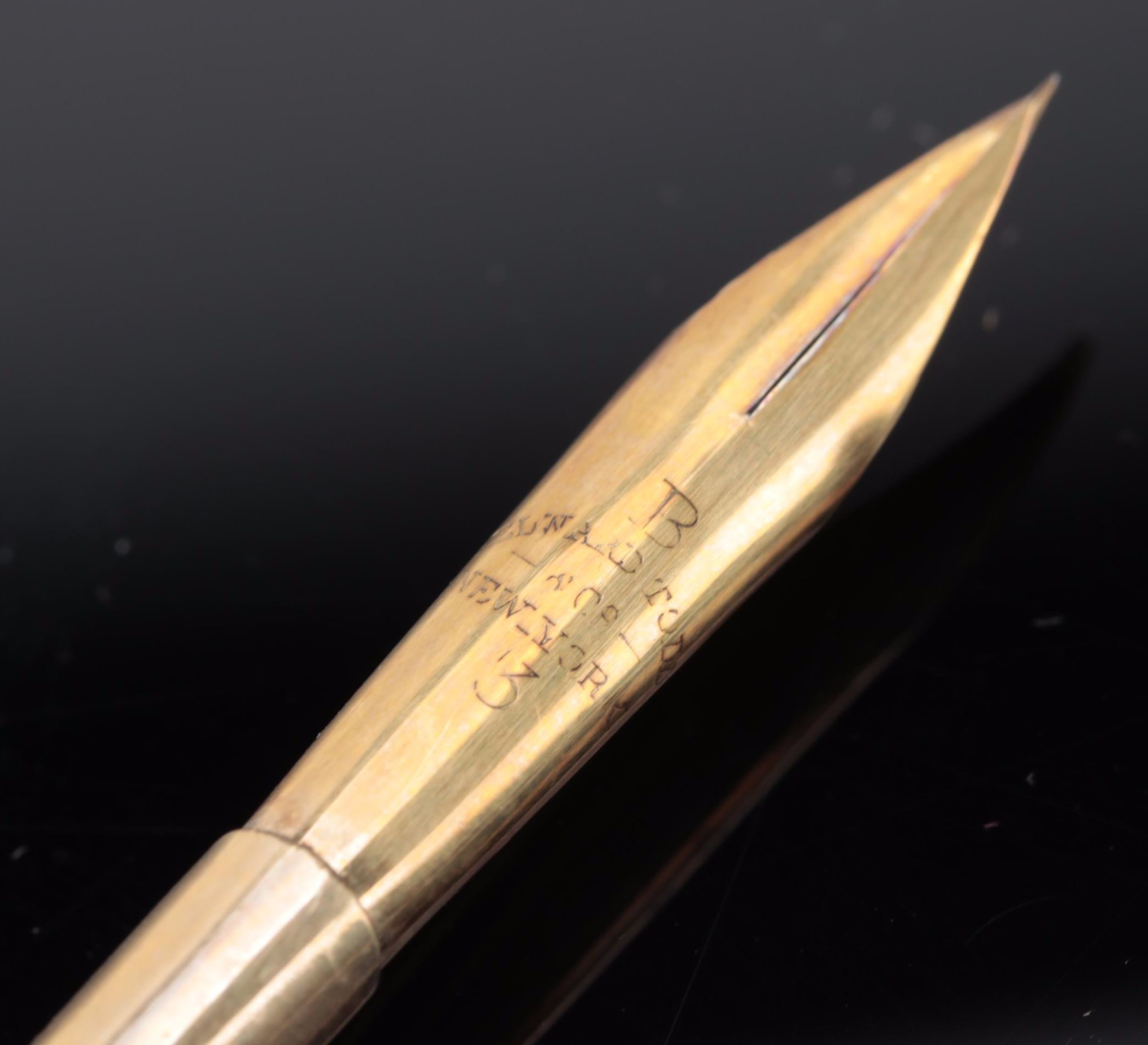 Edward Todd & Co. Gold and Mother of Pearl Ink Dip Pen, Late 19th Century