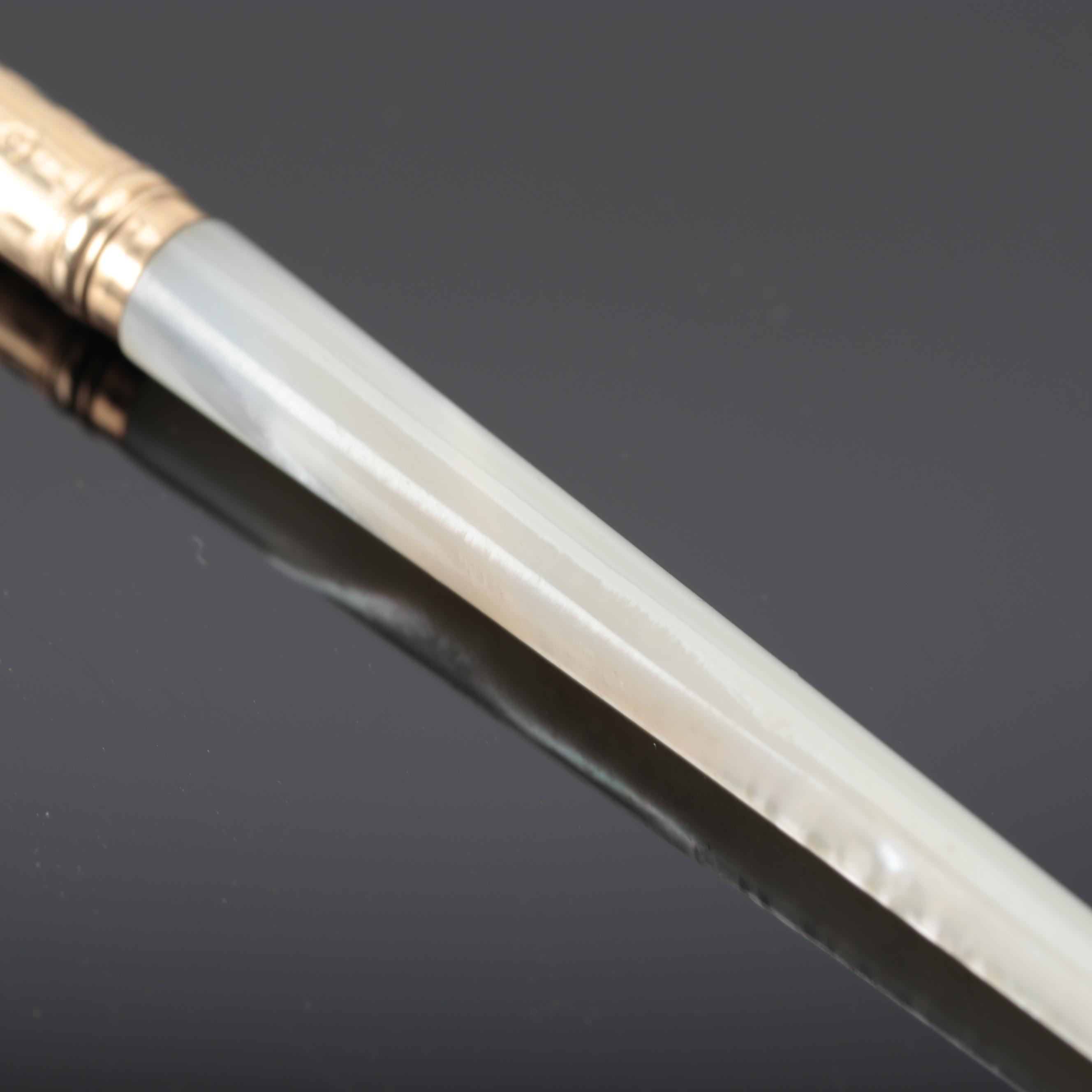Edward Todd & Co. Gold and Mother of Pearl Ink Dip Pen, Late 19th Century