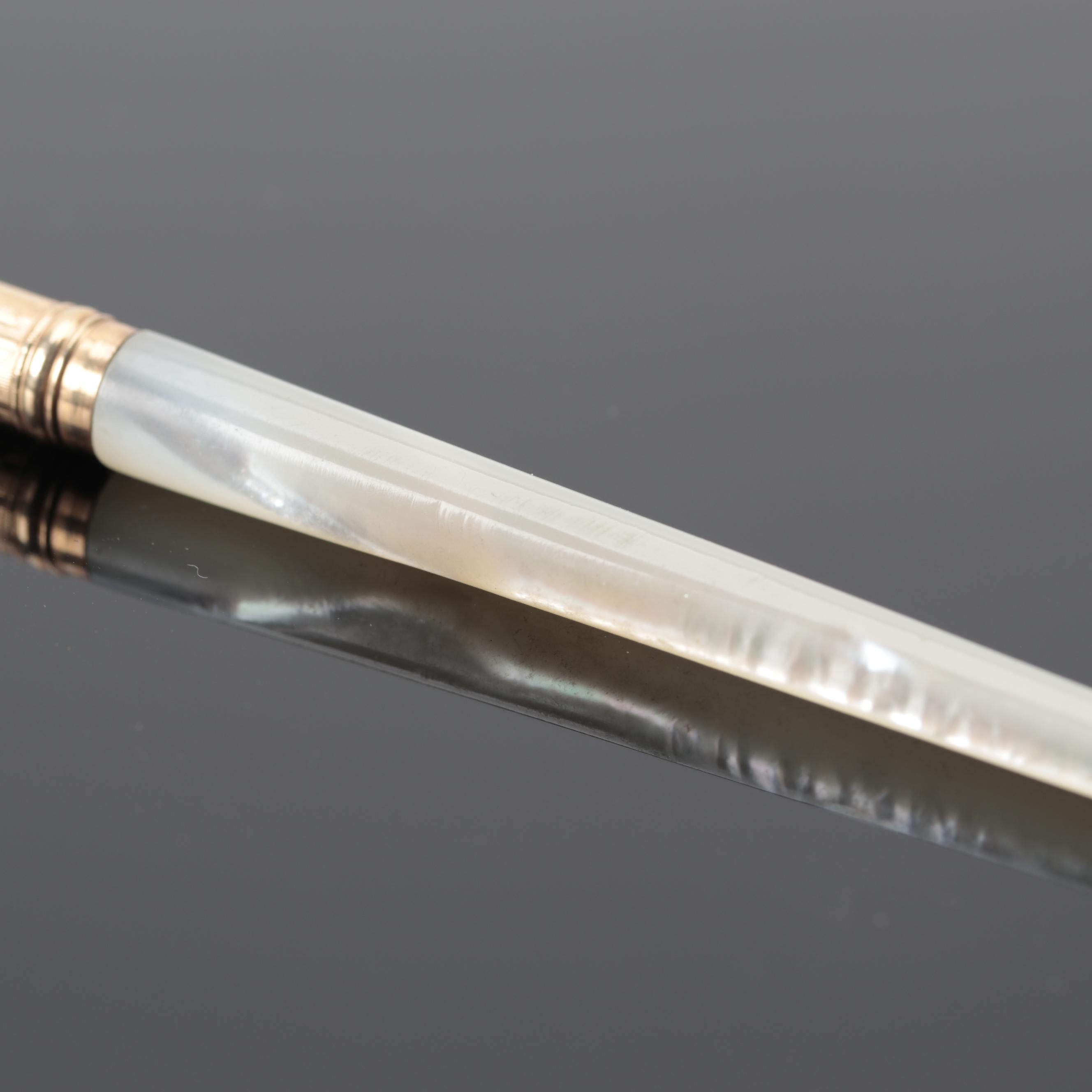 Edward Todd & Co. Gold and Mother of Pearl Ink Dip Pen, Late 19th Century