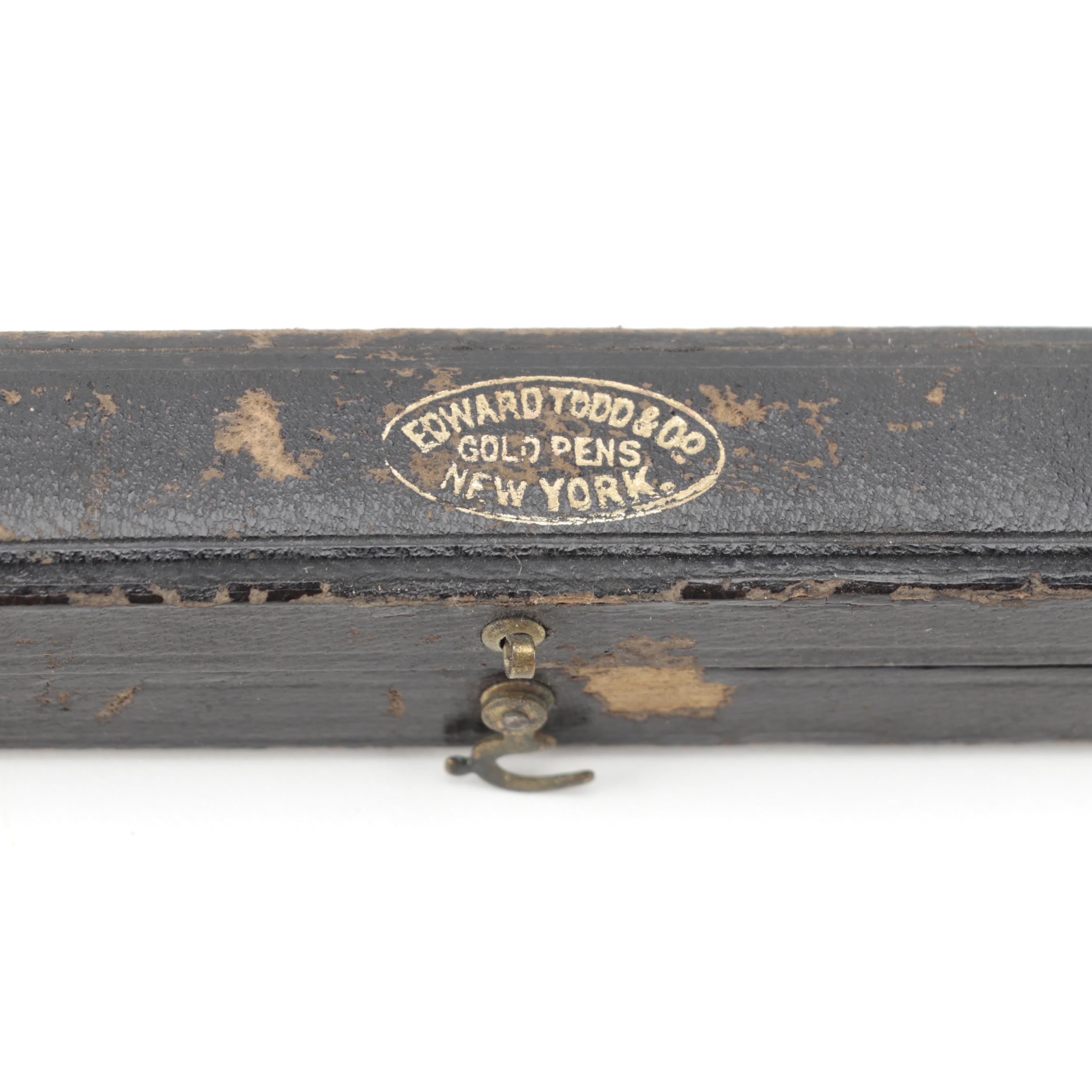 Edward Todd & Co. Gold and Mother of Pearl Ink Dip Pen, Late 19th Century