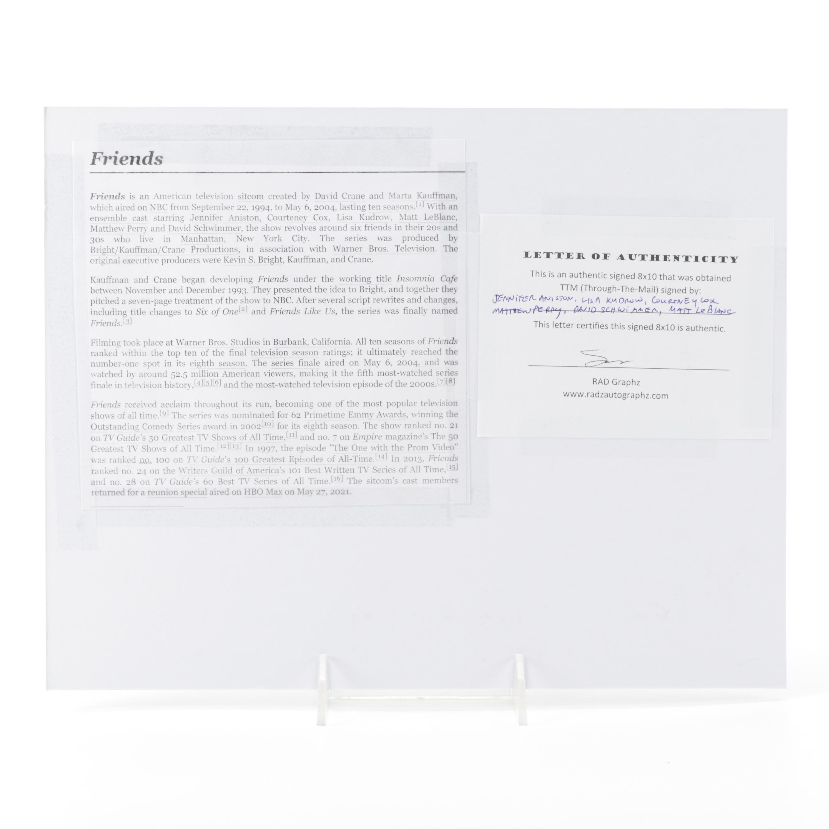 The Cast of "Friends" Signed Television Sitcom (1994-2004) Photo Print, COA