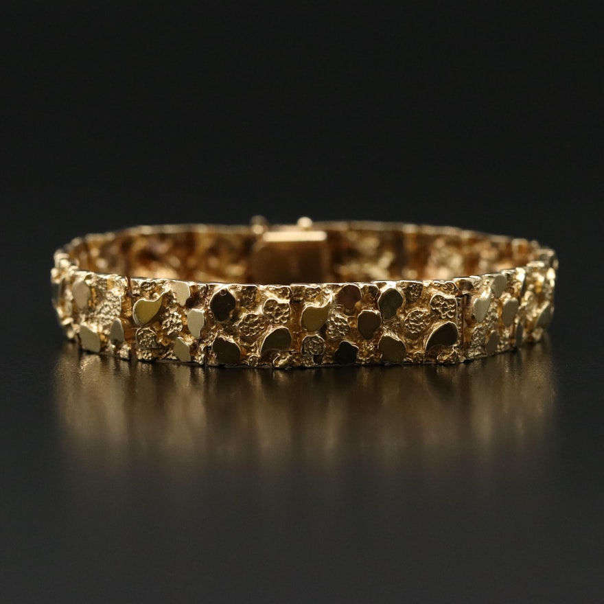 14K Nugget Panel Bracelet