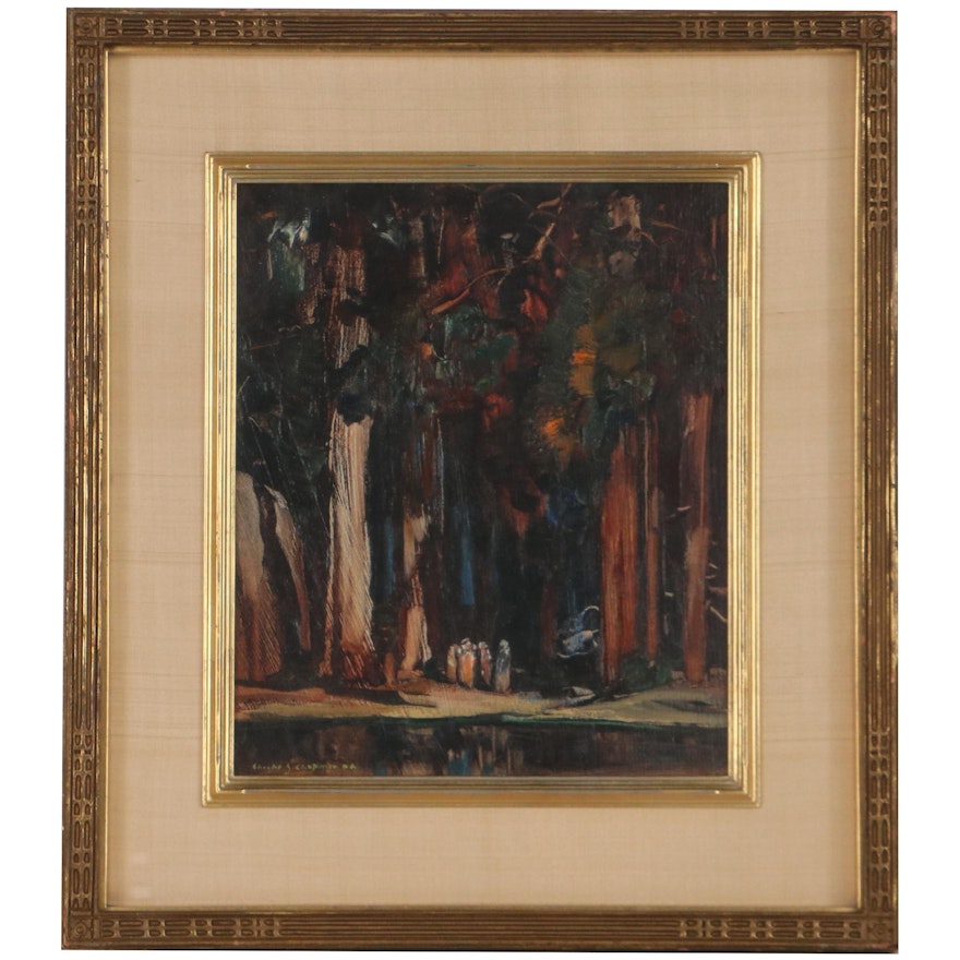 Charles Shepard Chapman Oil Painting "Stately Forest," Mid-20th Century