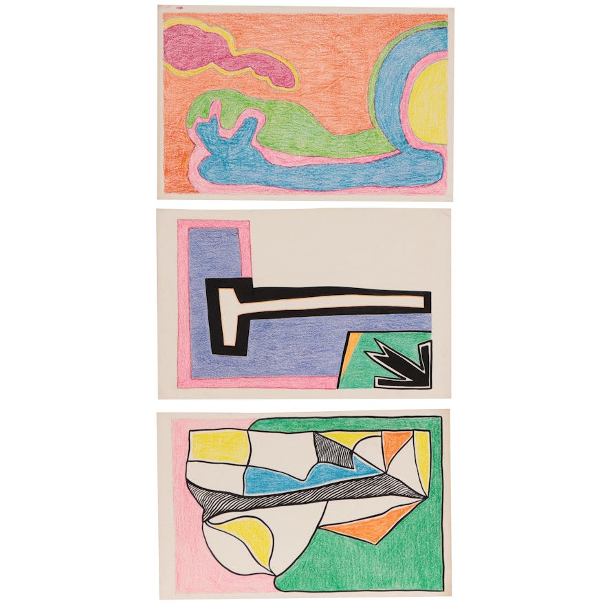 Achi Sullo Abstract Drawings, Circa 1966