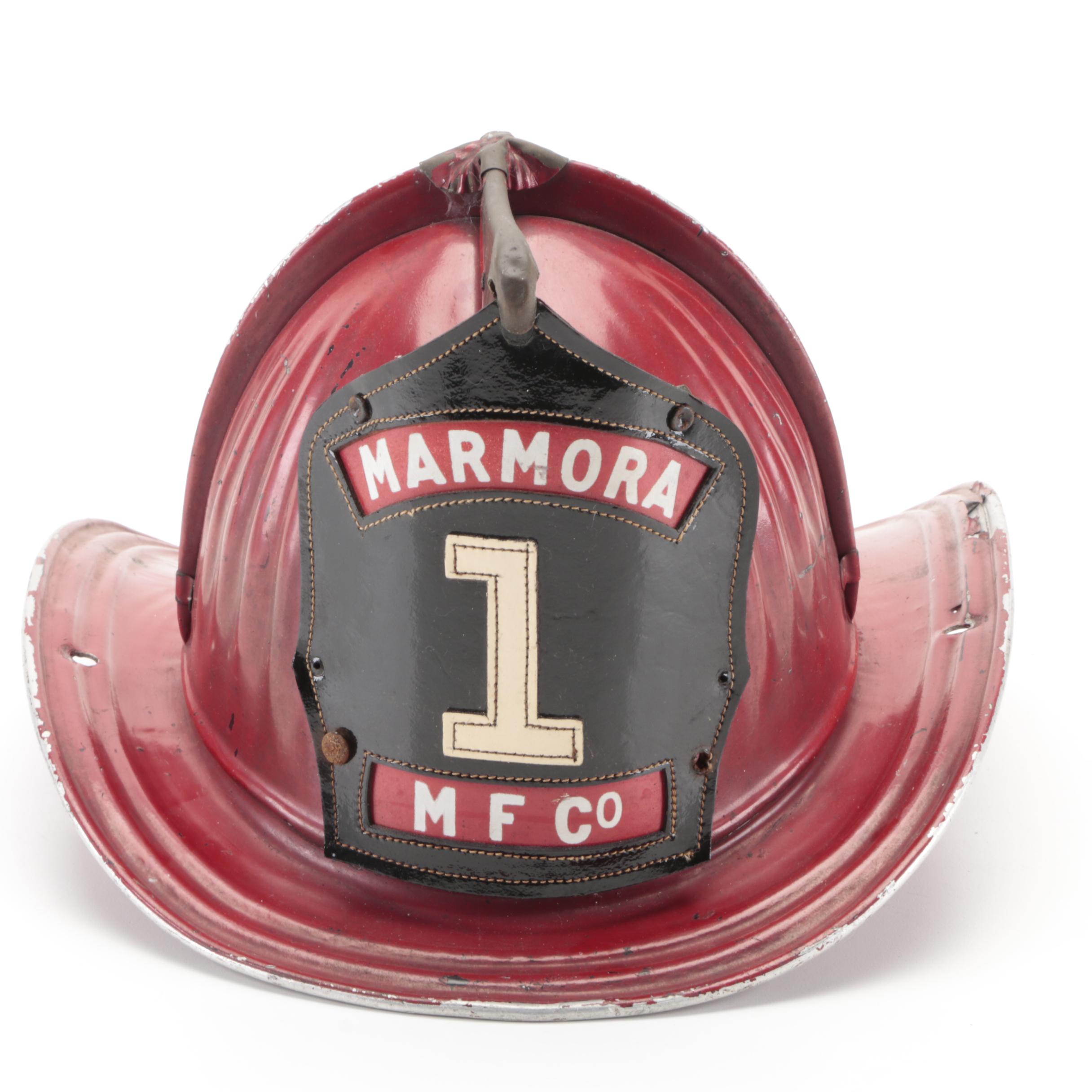 Cairns & Brothers "Engine 62" and "Marmora 1 MF Co." Firefighting Helmets, 1950s