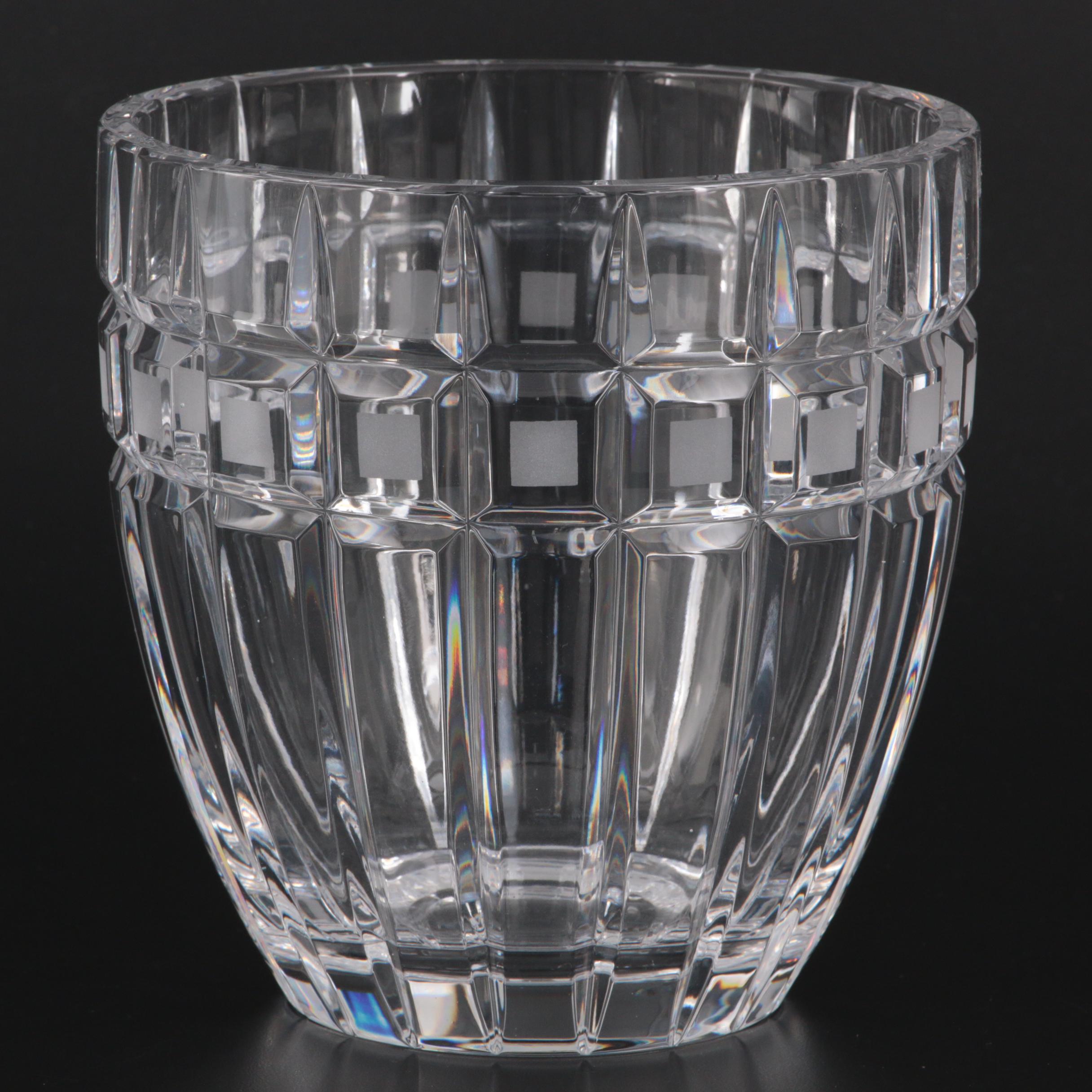 Waterford Crystal "Comeragh" Flutes and "Quadrata" Ice Bucket with Tongs