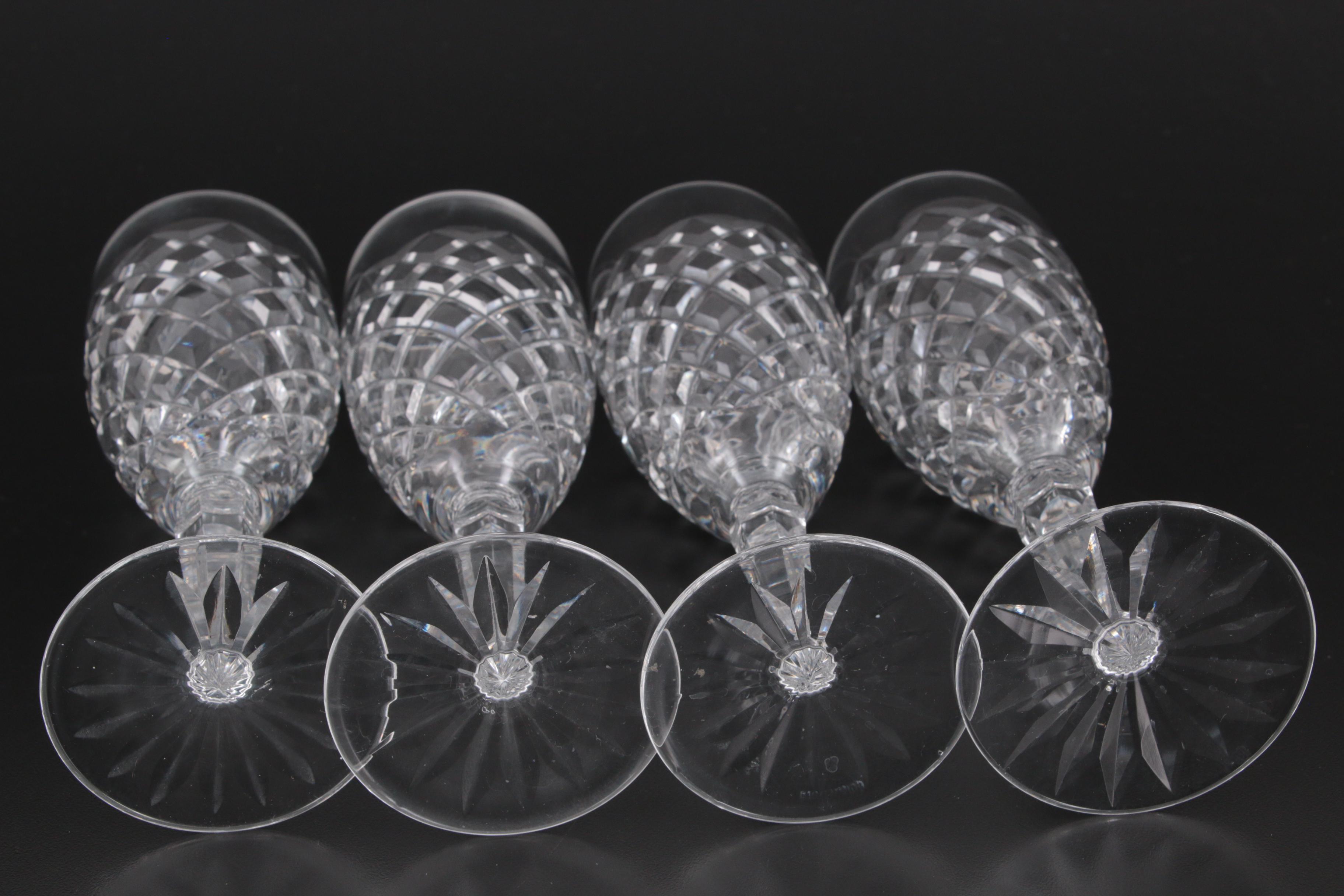 Waterford Crystal "Comeragh" Flutes and "Quadrata" Ice Bucket with Tongs