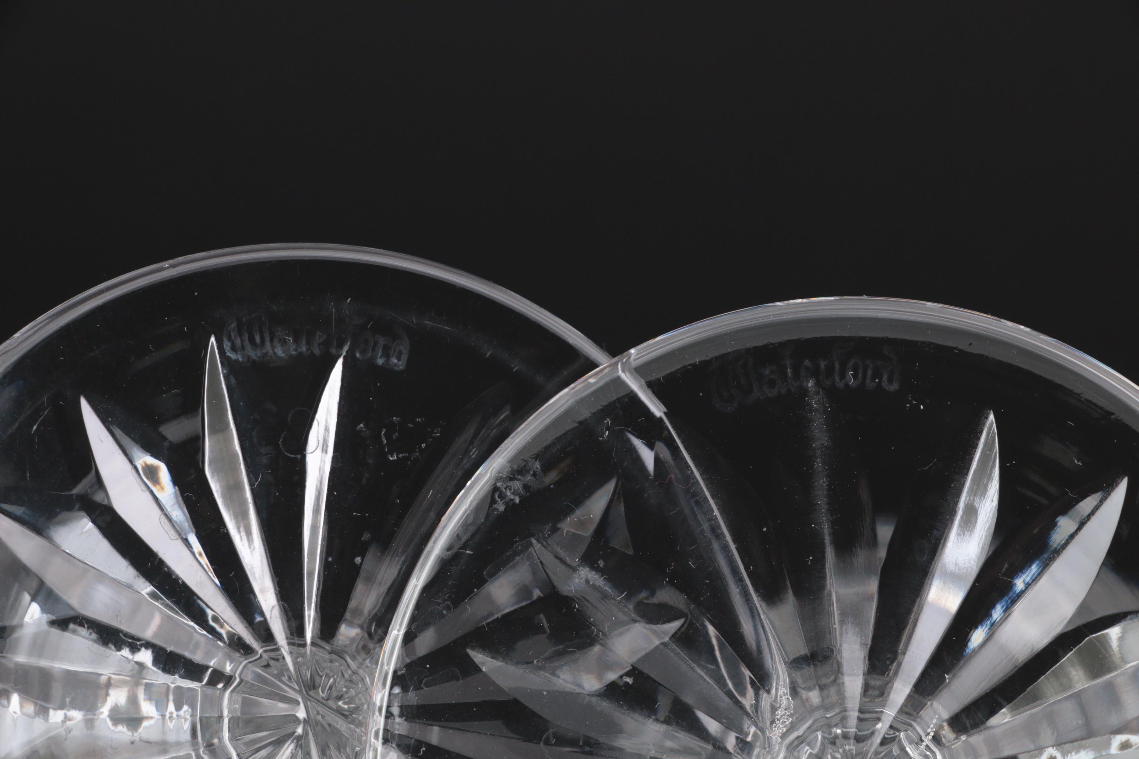 Waterford Crystal "Comeragh" Flutes and "Quadrata" Ice Bucket with Tongs