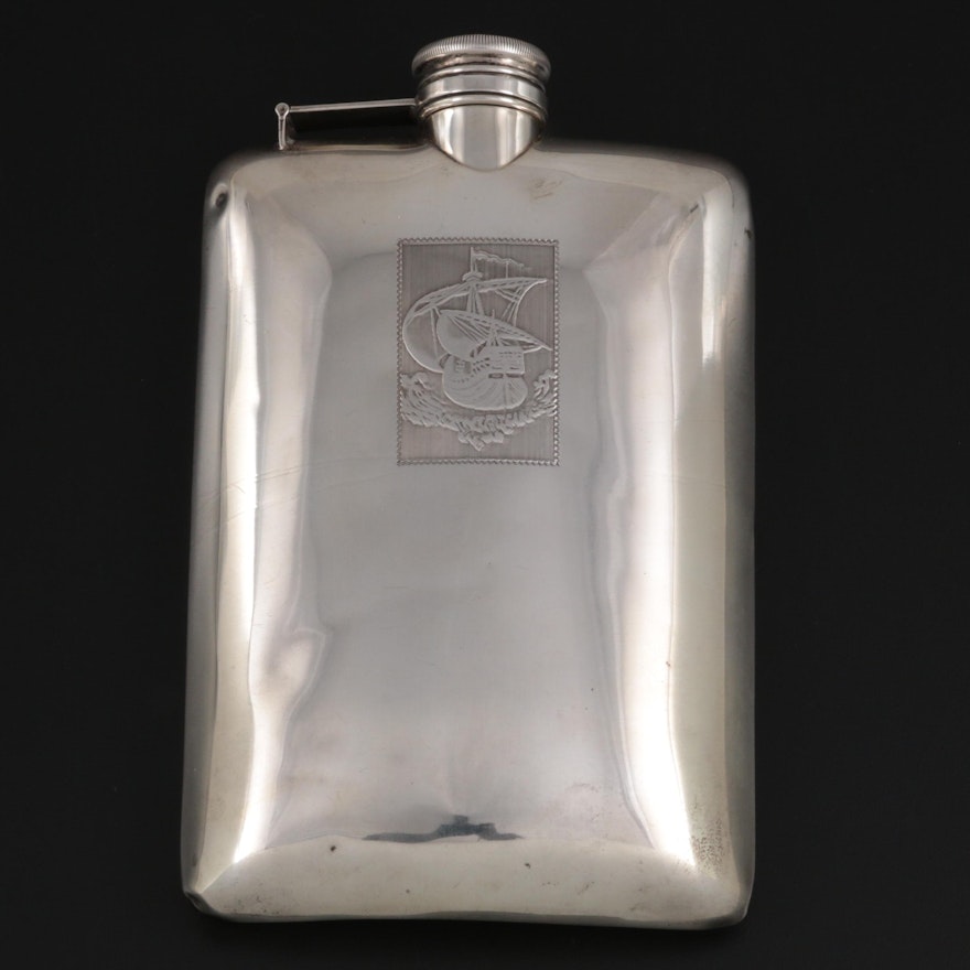 International Sterling Silver Flask,  Early to Mid 20th Century