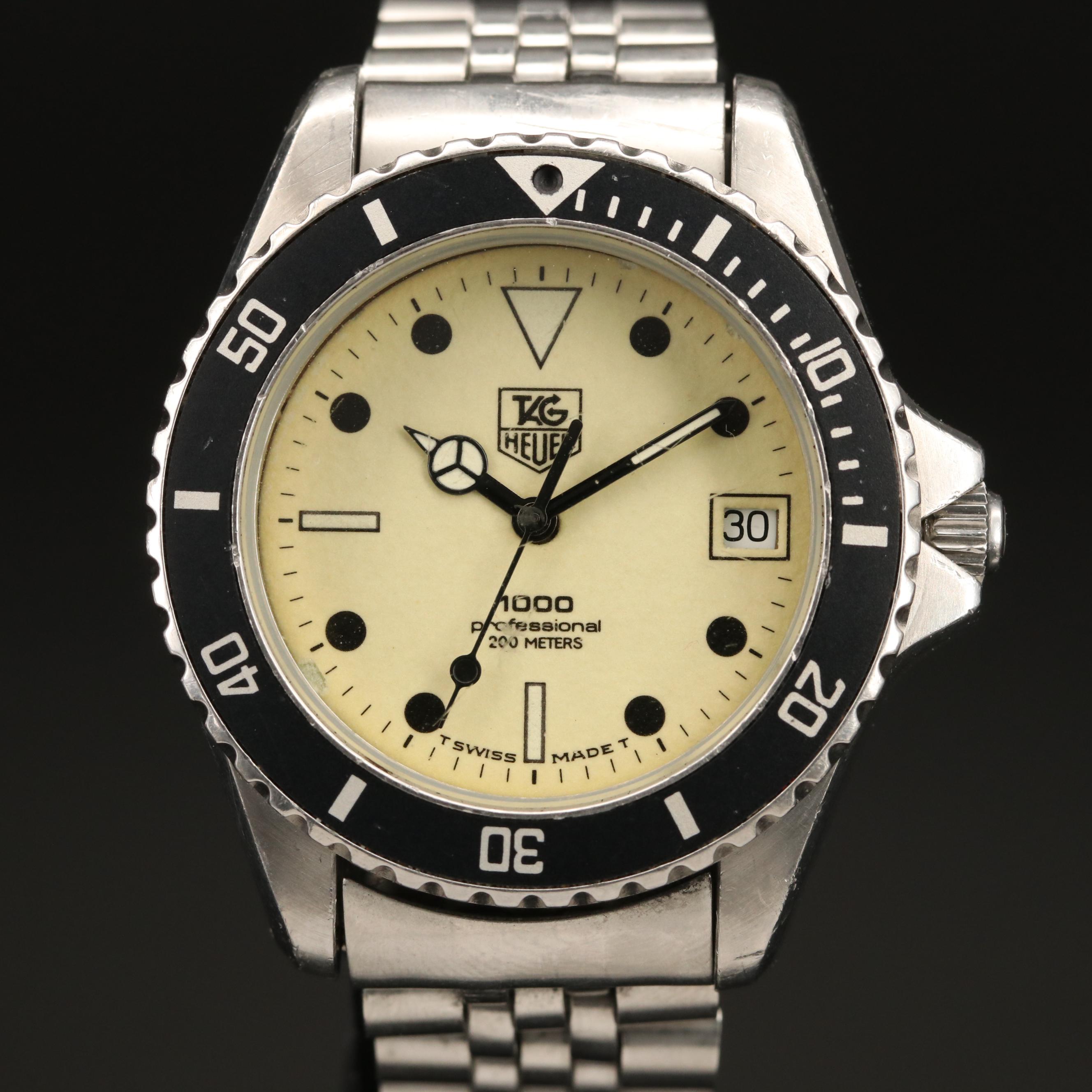 Vintage TAG Heuer 1000 Professional 200 Meters Stainless Steel Watch