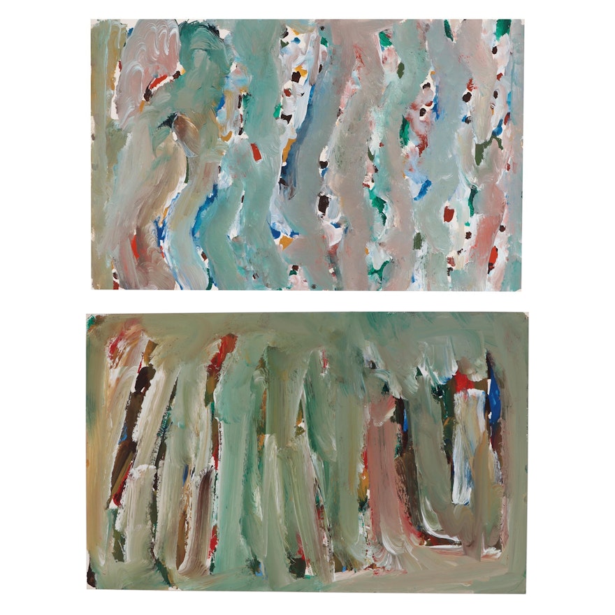 Achi Sullo Abstract Expressionist Style Oil Paintings, Circa 1959