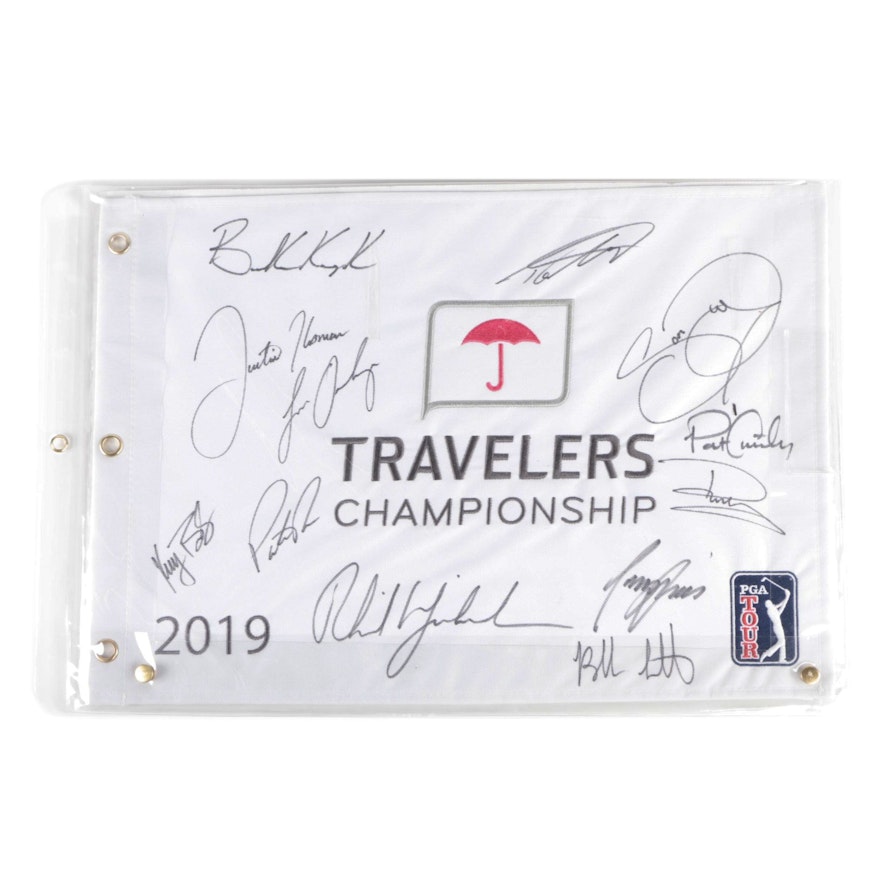 2019 PGA Signed "Traveler's Championship" Greens Flag, Mickelson, Thomas, More