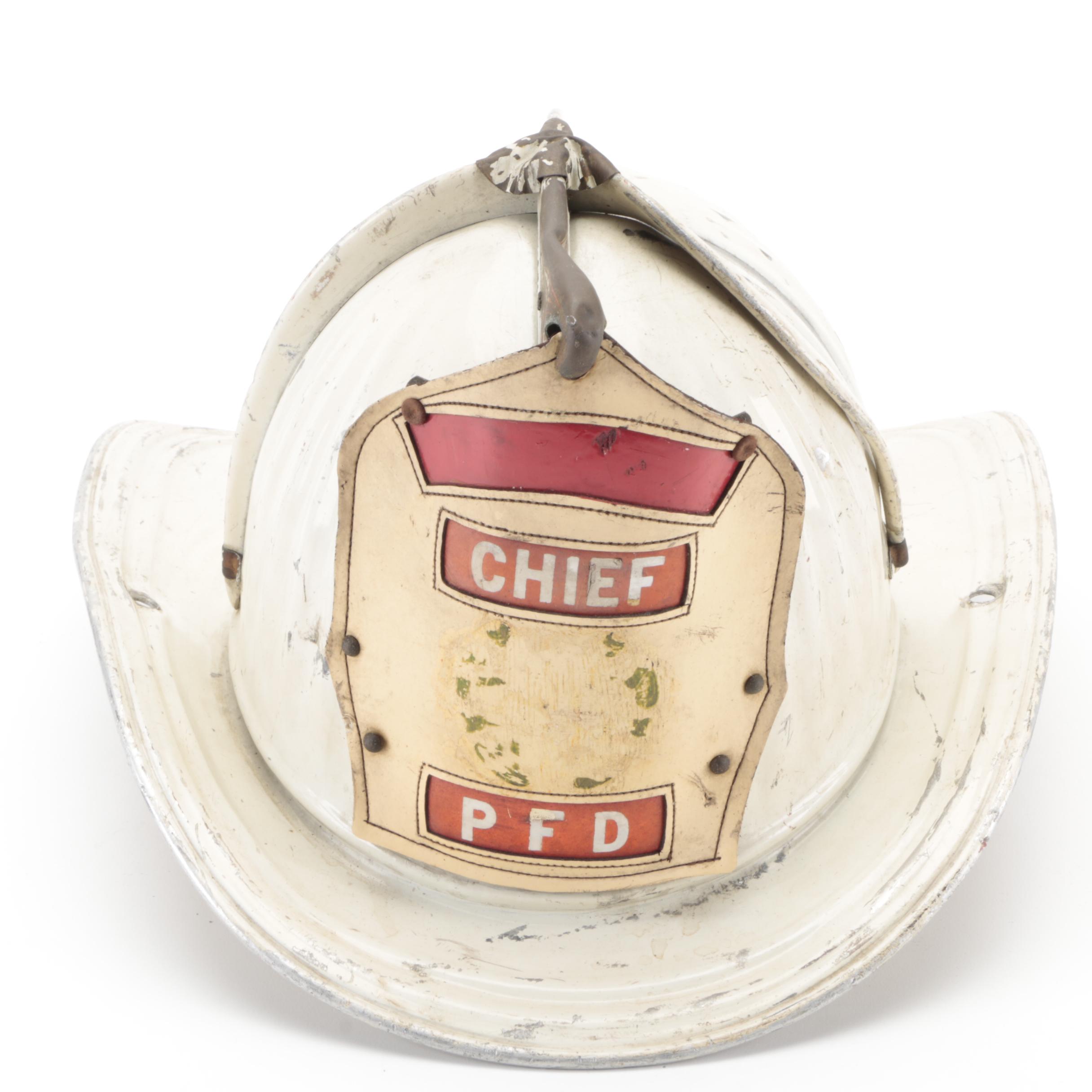 Cairns & Brothers "Engine 2 PFD" and "Chief PFD" Firefighting Helmets, 1950s