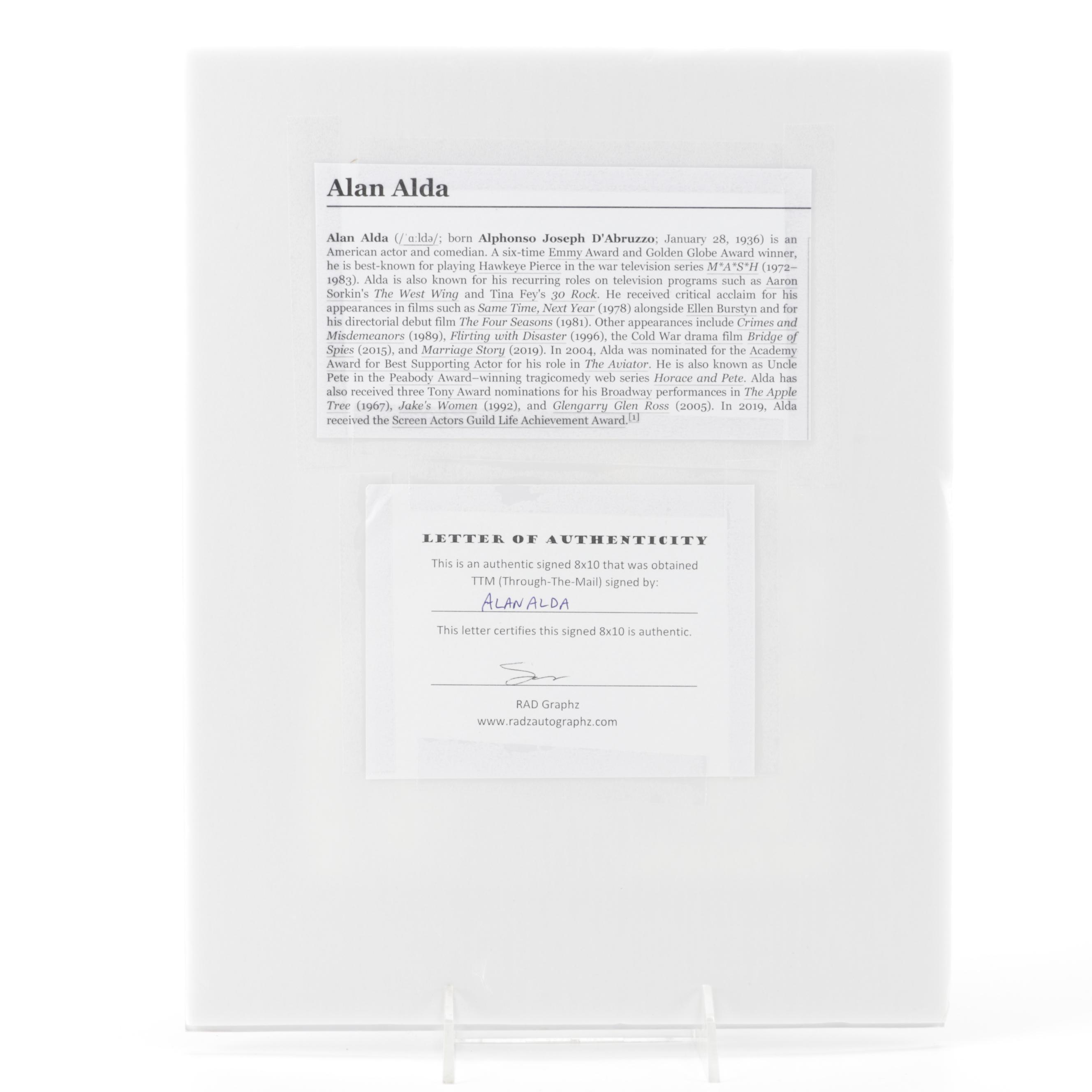 Alan Alda "Hawkeye Pierce" Signed M*A*S*H Television Sitcom Photo Print, COA