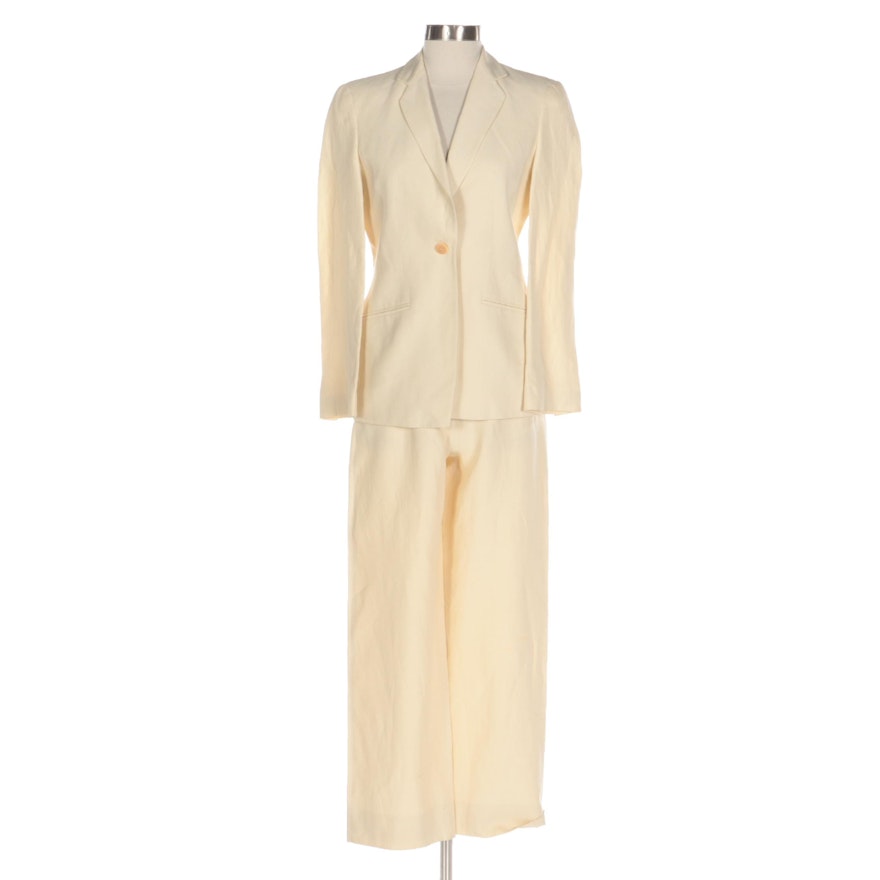 Giorgio Armani Single-Button Pantsuit in Cotton Linen Blend