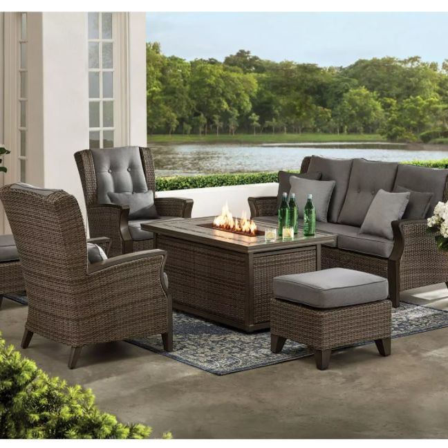 Member's Mark Agio "Newcastle" 6-Piece Patio Deep Seating Set with Fire Pit