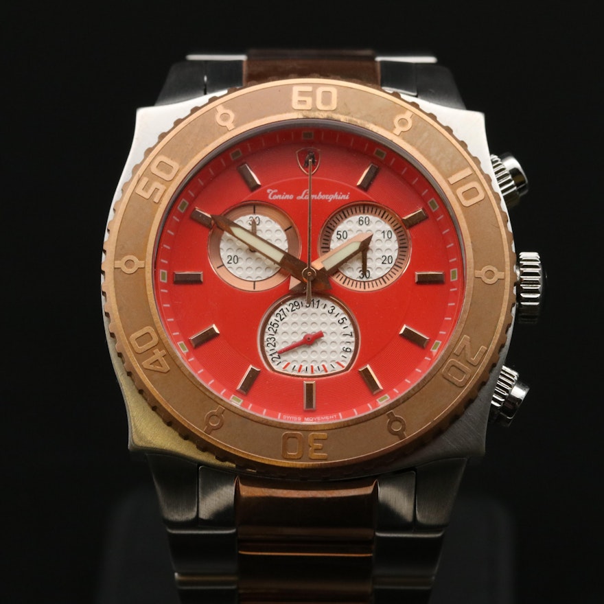 Tonio Lamborghini Stainless Steel Two-Tone Chronograph Wristwatch