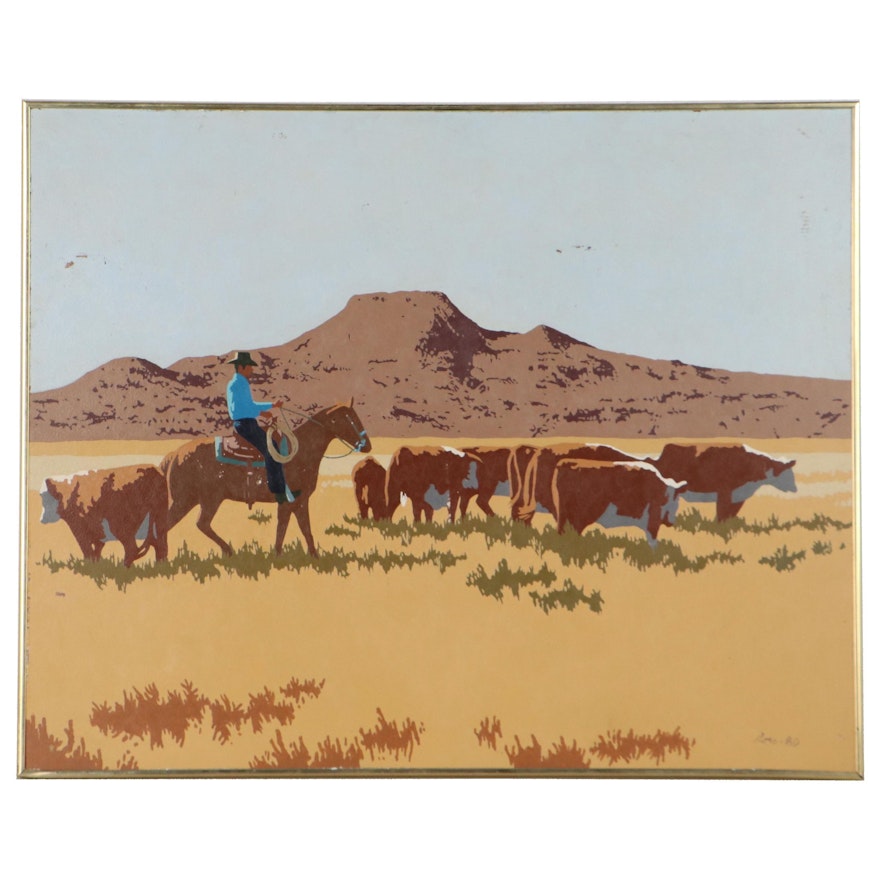 Thom Ross Western Oil Painting, 1980