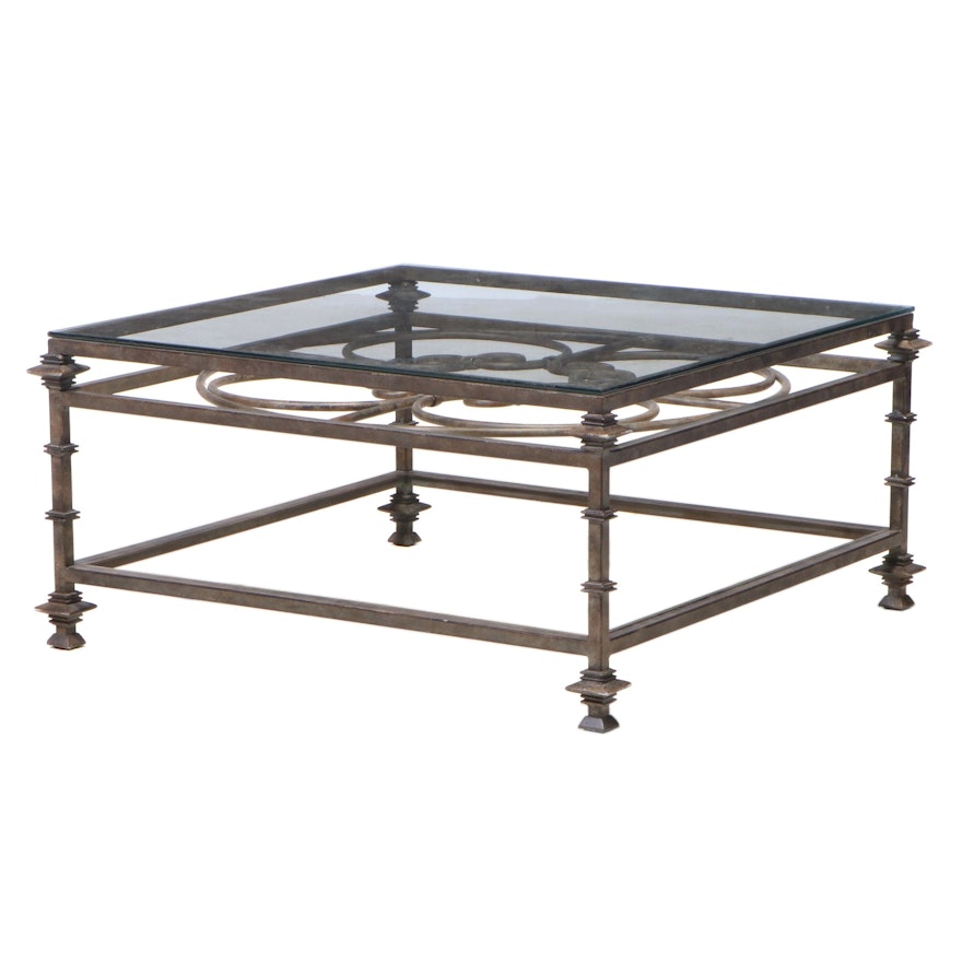 Metal Framed Coffee Table with Glass Top