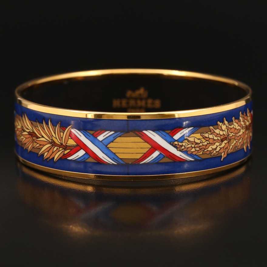 Hermès "1789 Liberté Égalité Fraternité" Wide Enamel Bangle