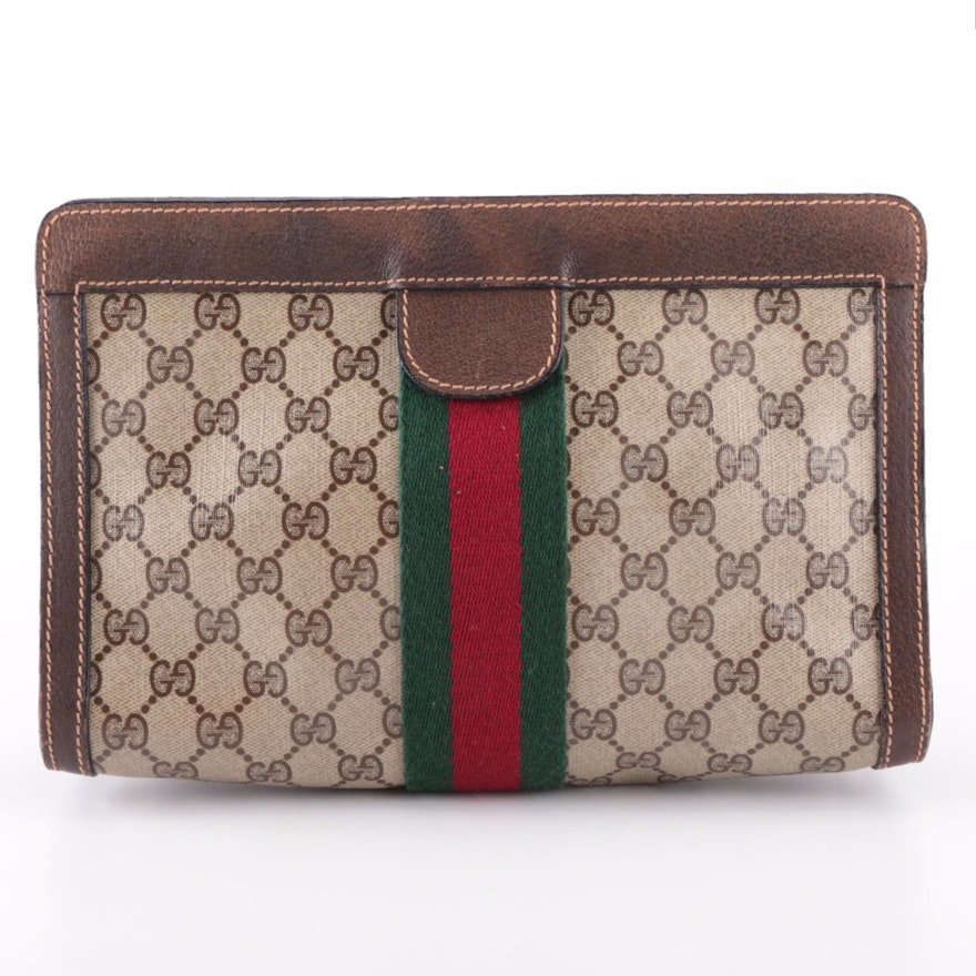 Gucci Parfums Web Stripe Cosmetics Bag in GG Supreme Canvas