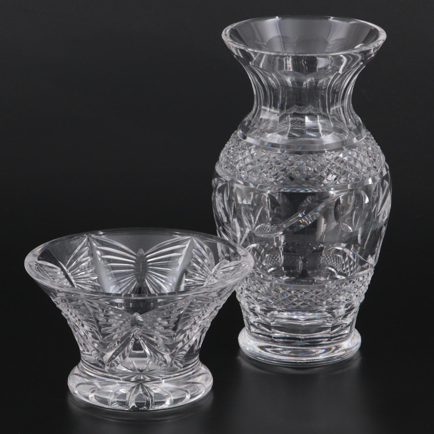 Waterford Crystal "Best Wishes" Bowl with Other Waterford Crystal Vase
