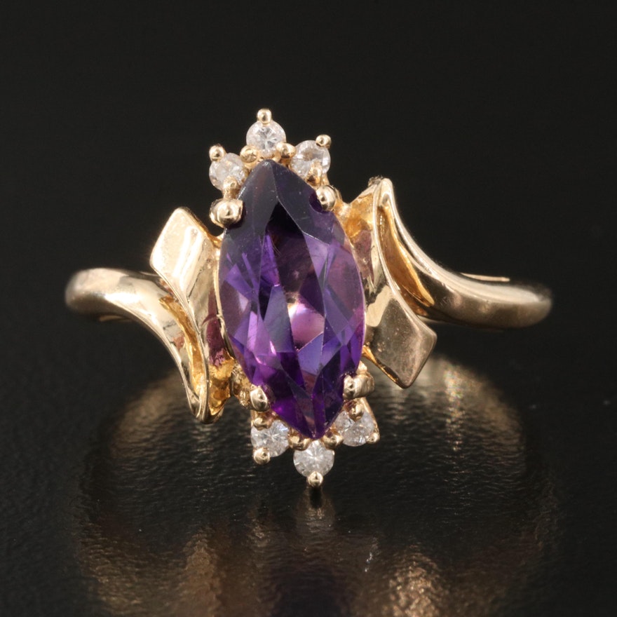 14K Amethyst and Diamond Ring