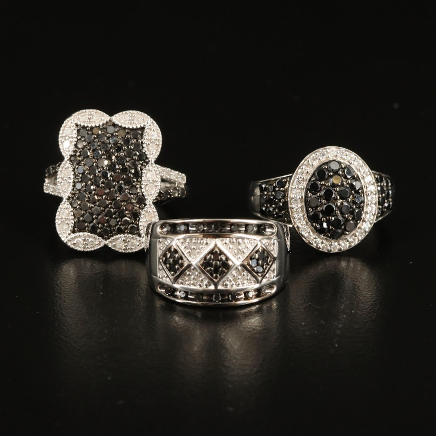 Sterling Diamond and Black Onyx Rings