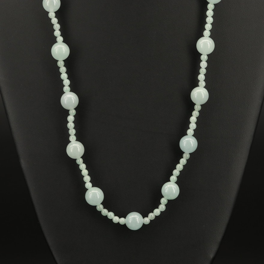 Nephrite Beaded Station Necklace