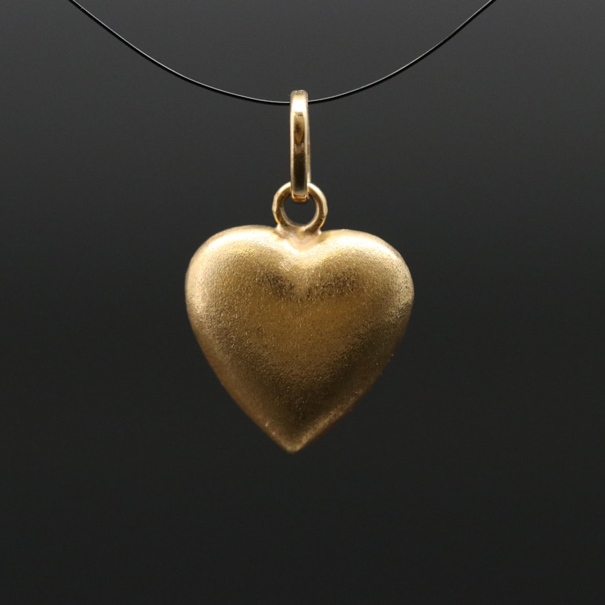 Vintage 14K Textured Heart Pendant