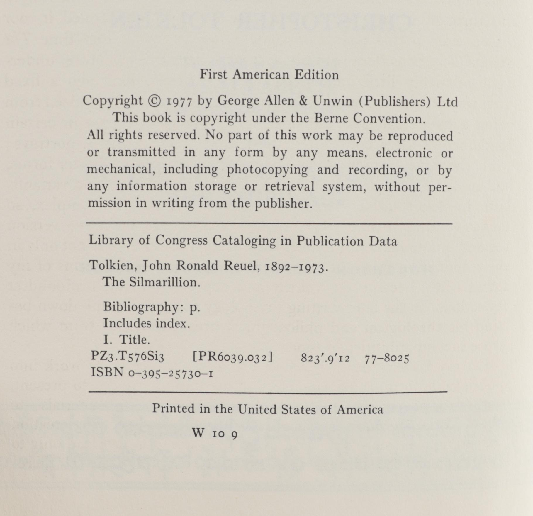 First American Edition "The Silmarillion" by J.R.R. Tolkien, 1977