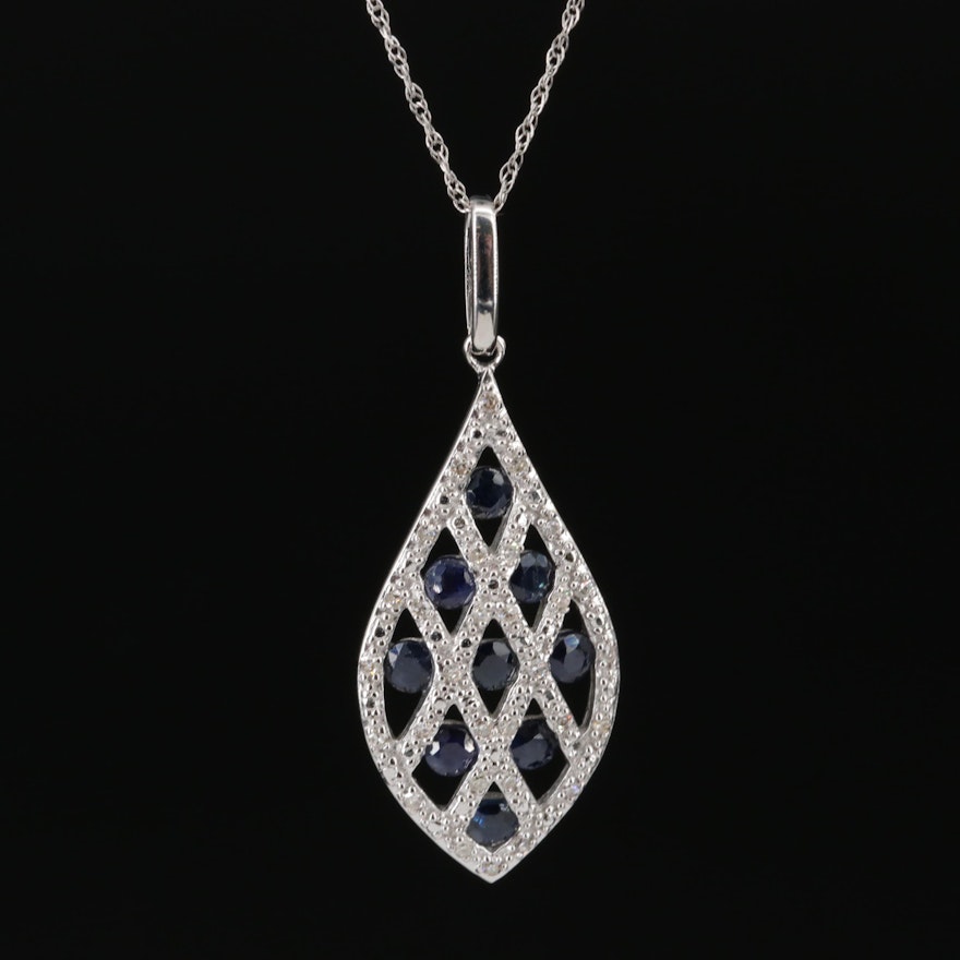 14K Sapphire and Diamond Pendant Necklace